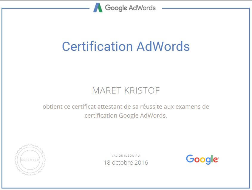 certification adwords